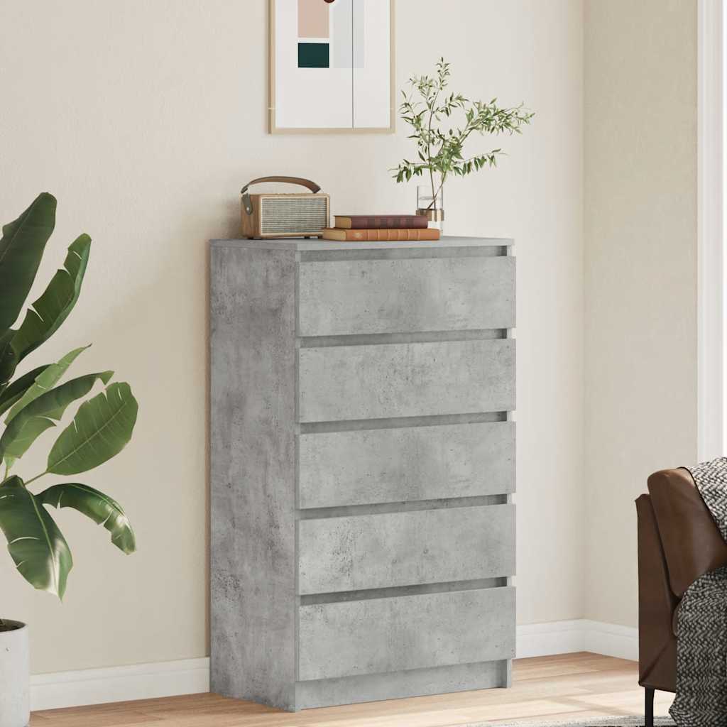 Schubladenschrank Betongrau 60x36x103 cm Holzwerkstoff