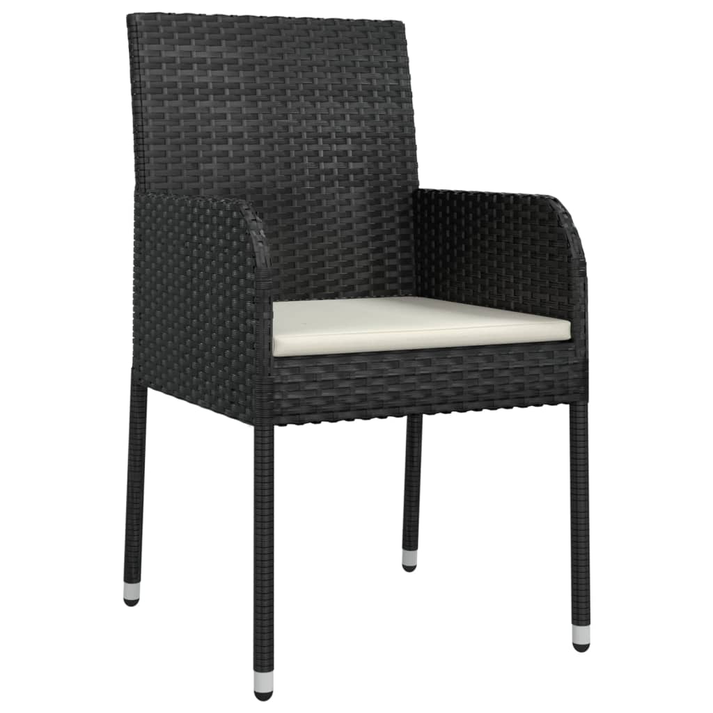 Gartenstühle mit Kissen 2 Stk. Poly Rattan Schwarz