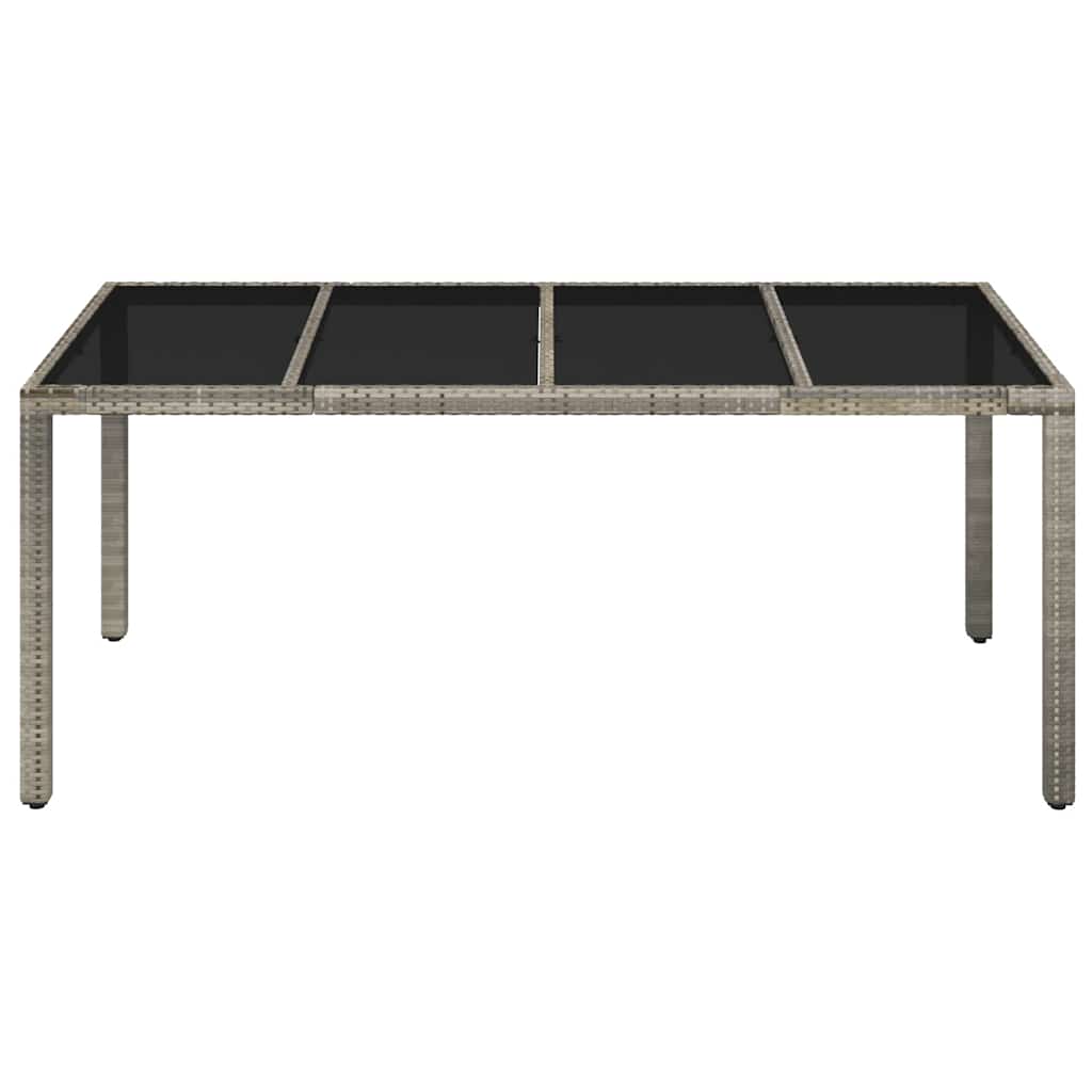 Gartentisch mit Glasplatte Grau 190x90x75 cm Poly Rattan