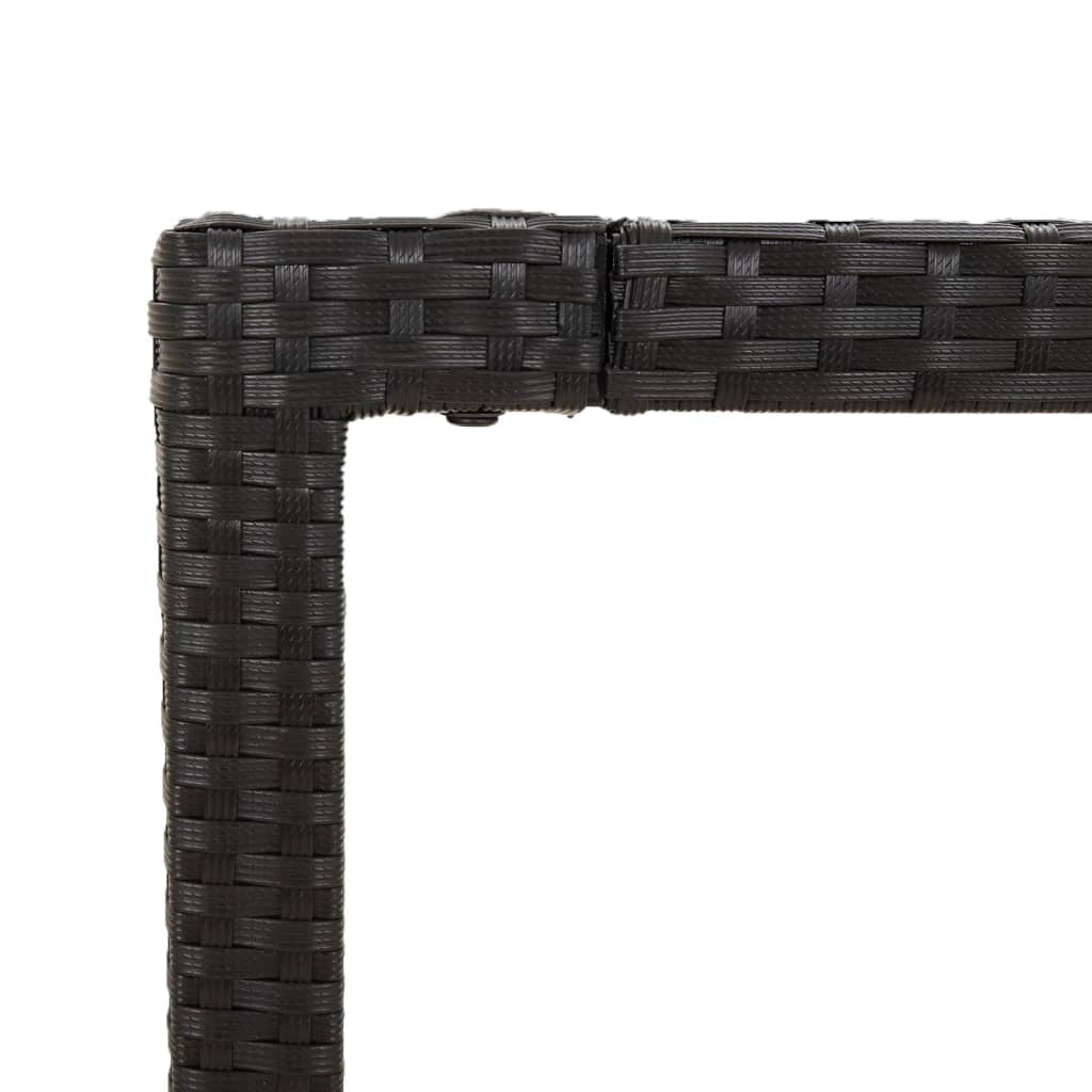Gartentisch mit Holzplatte Schwarz 190x90x75 cm Poly Rattan