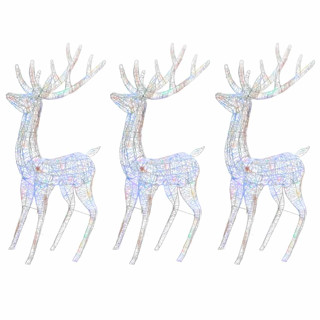 XXL Rentiere Weihnachtsdekoration Acryl 250 LED 3 Stk. 180 cm