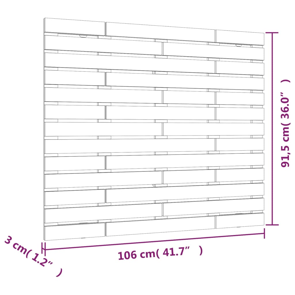 Wand-Kopfteil Grau 106x3x91,5 cm Massivholz Kiefer