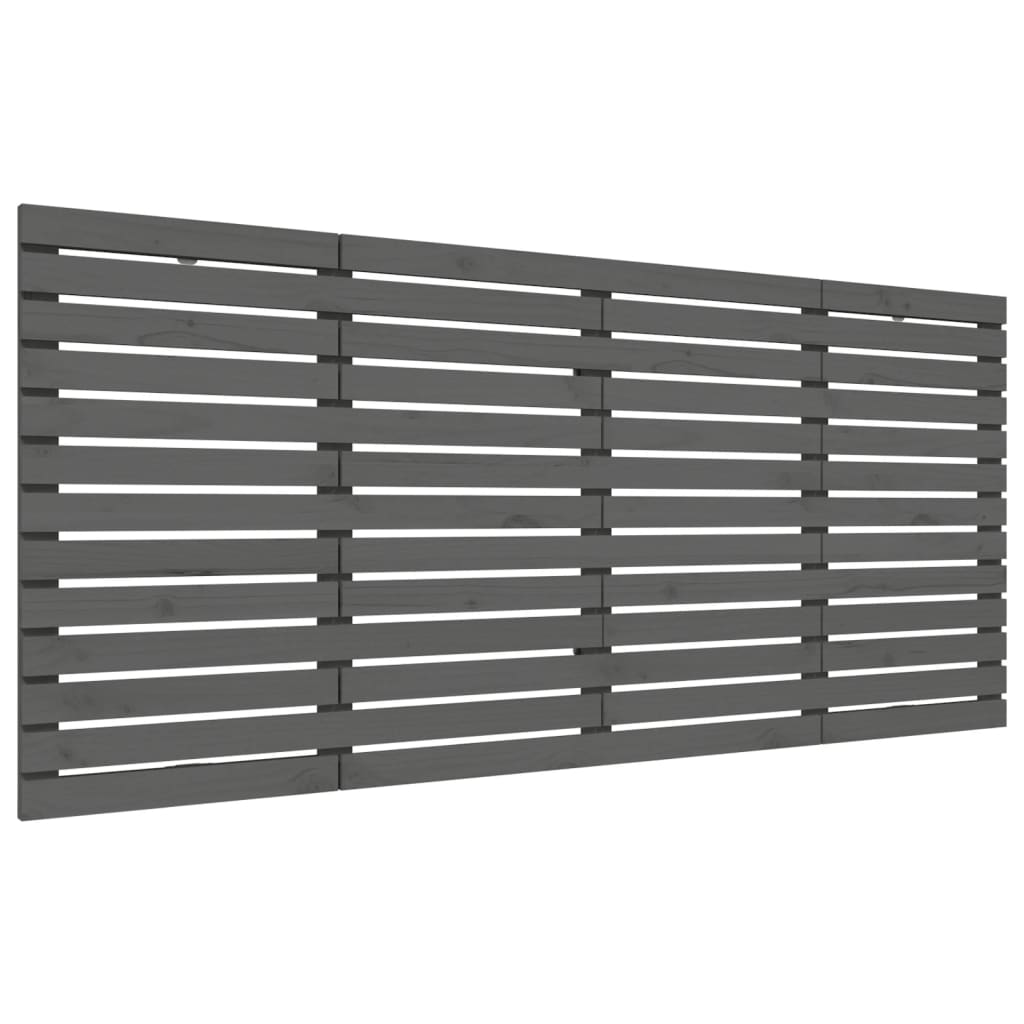 Wand-Kopfteil Grau 206x3x91,5 cm Massivholz Kiefer