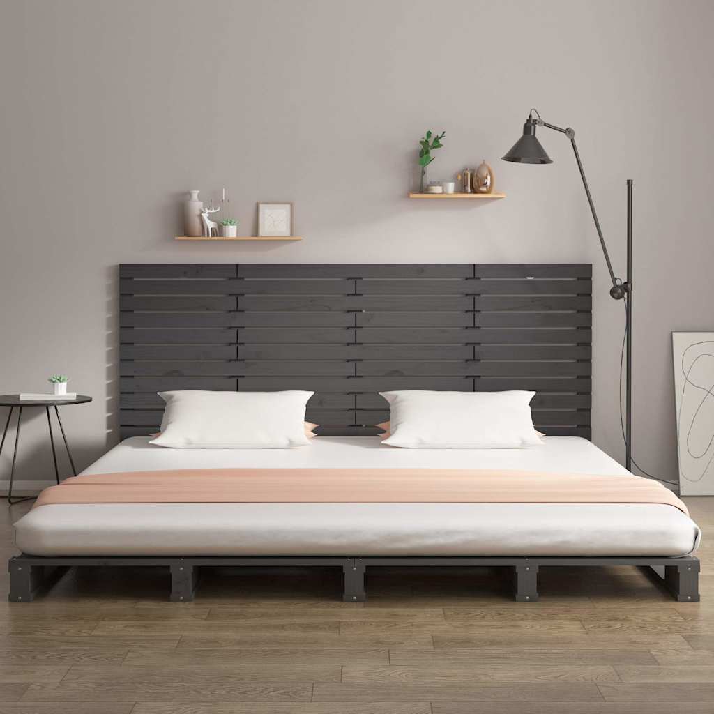 Wand-Kopfteil Grau 156x3x91,5 cm Massivholz Kiefer
