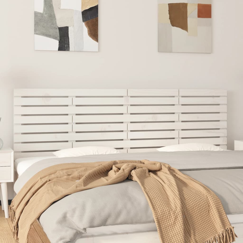 Wand-Kopfteil Weiß 206x3x63 cm Massivholz Kiefer