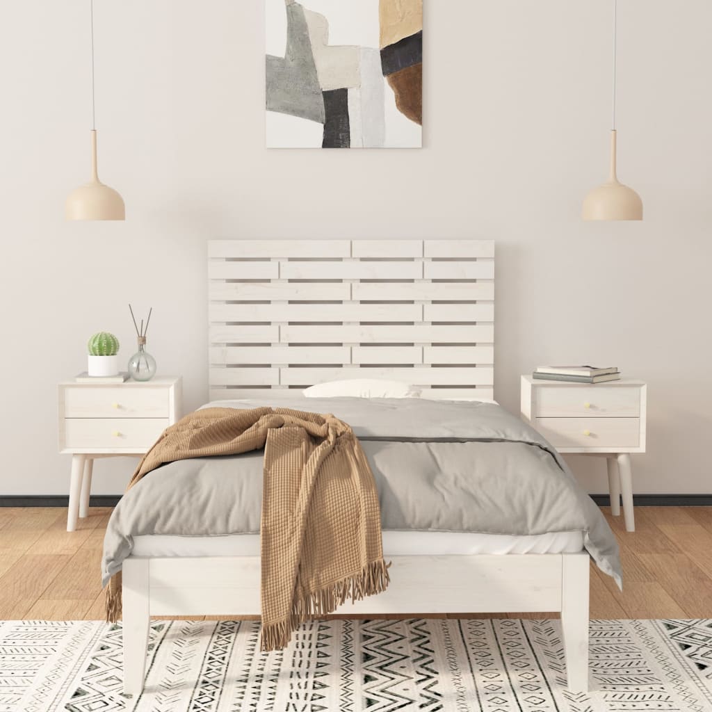 Wand-Kopfteil Weiß 96x3x63 cm Massivholz Kiefer