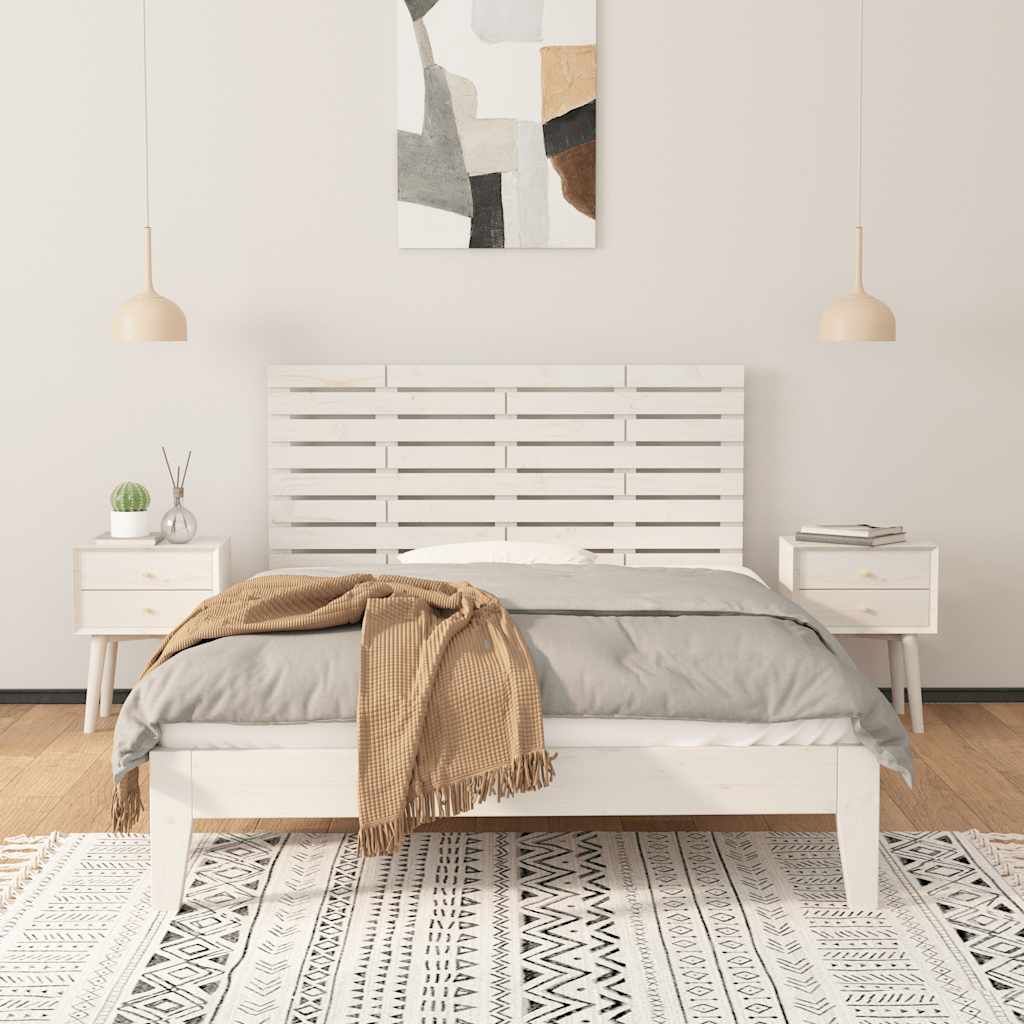 Wand-Kopfteil Weiß 141x3x63 cm Massivholz Kiefer