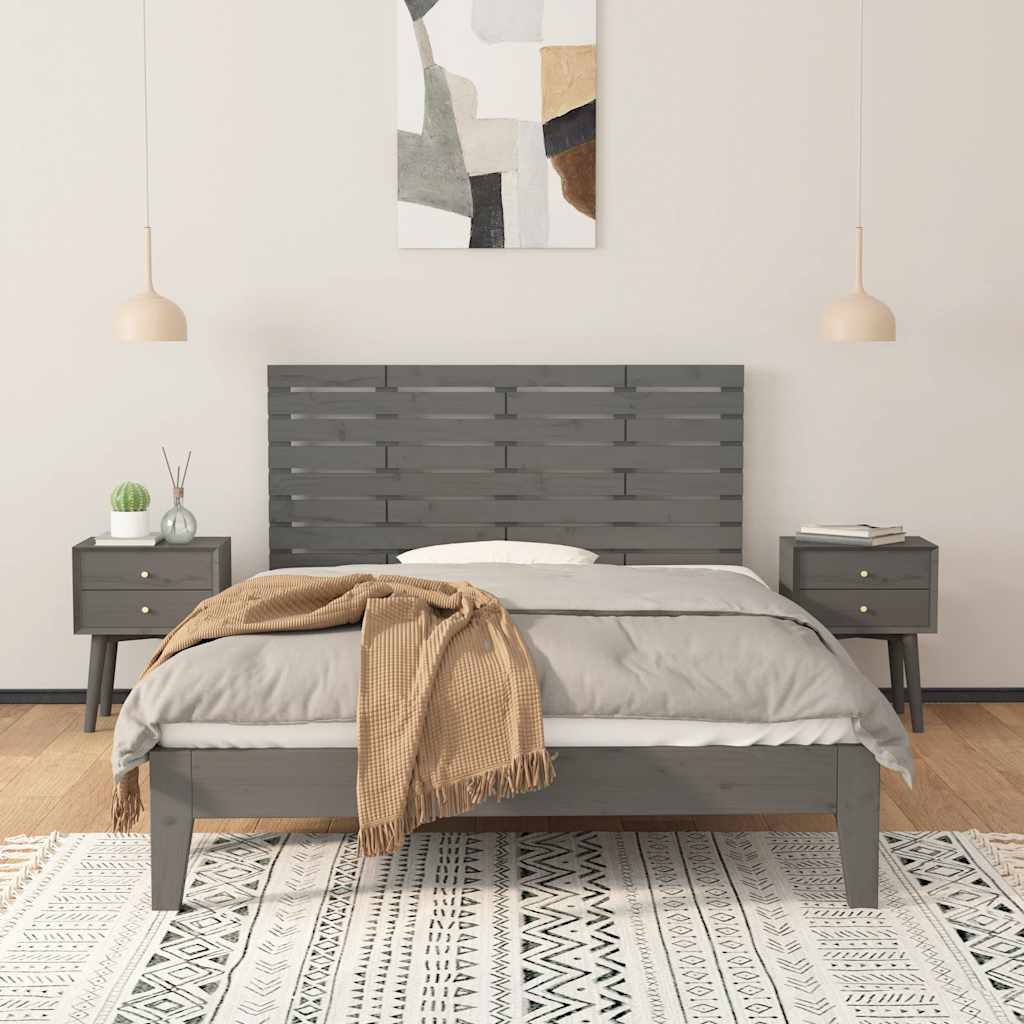 Wand-Kopfteil Grau 141x3x63 cm Massivholz Kiefer