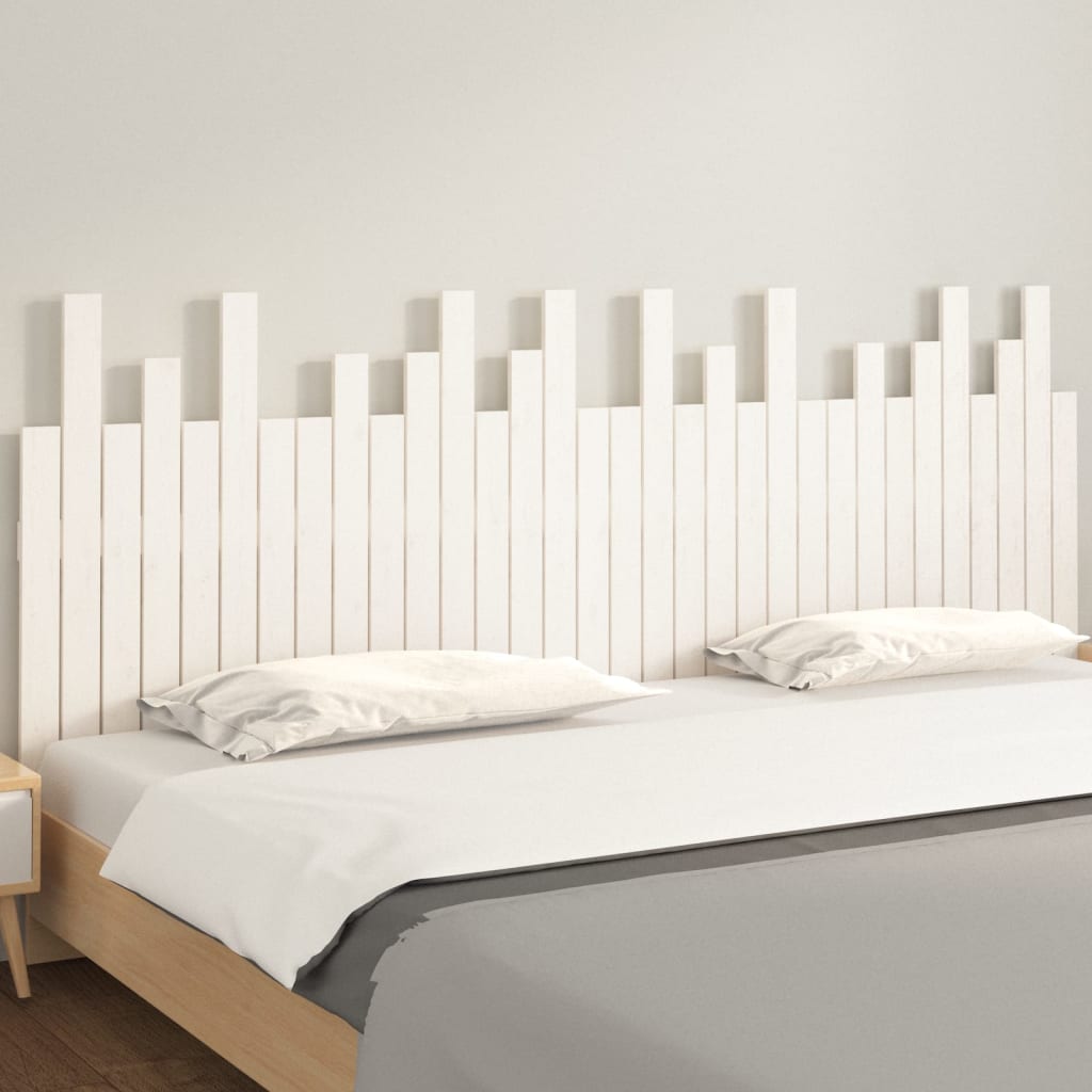 Wand-Kopfteil Weiß 204x3x80 cm Massivholz Kiefer
