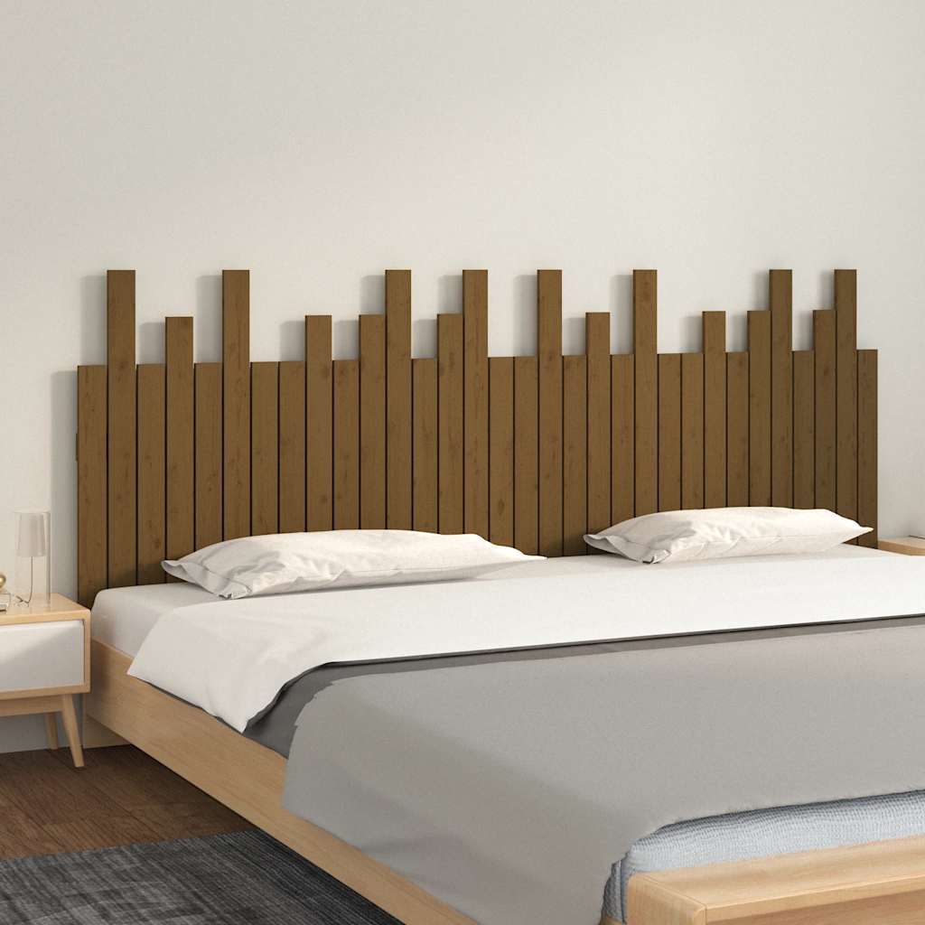 Wand-Kopfteil Honigbraun 204x3x80 cm Massivholz Kiefer