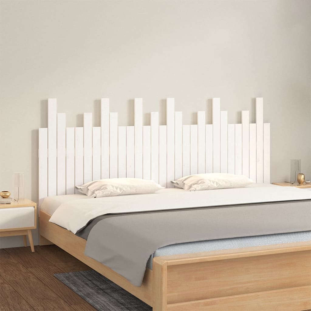 Wand-Kopfteil Weiß 185x3x80 cm Massivholz Kiefer