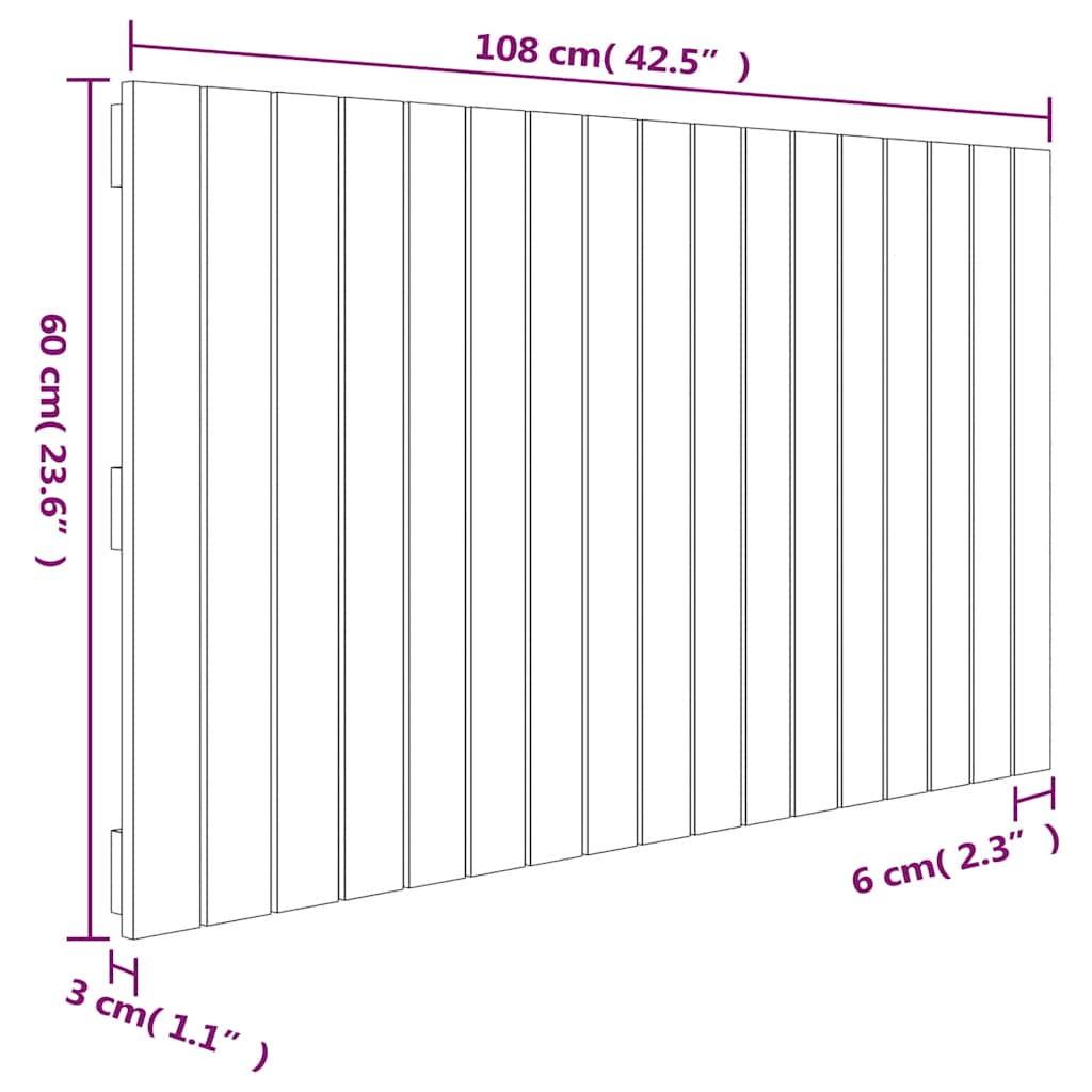 Wand-Kopfteil Schwarz 108x3x60 cm Massivholz Kiefer