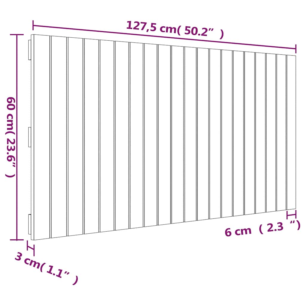 Wand-Kopfteil 127,5x3x60 cm Massivholz Kiefer