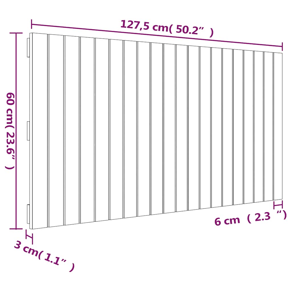 Wand-Kopfteil Weiß 127,5x3x60 cm Massivholz Kiefer