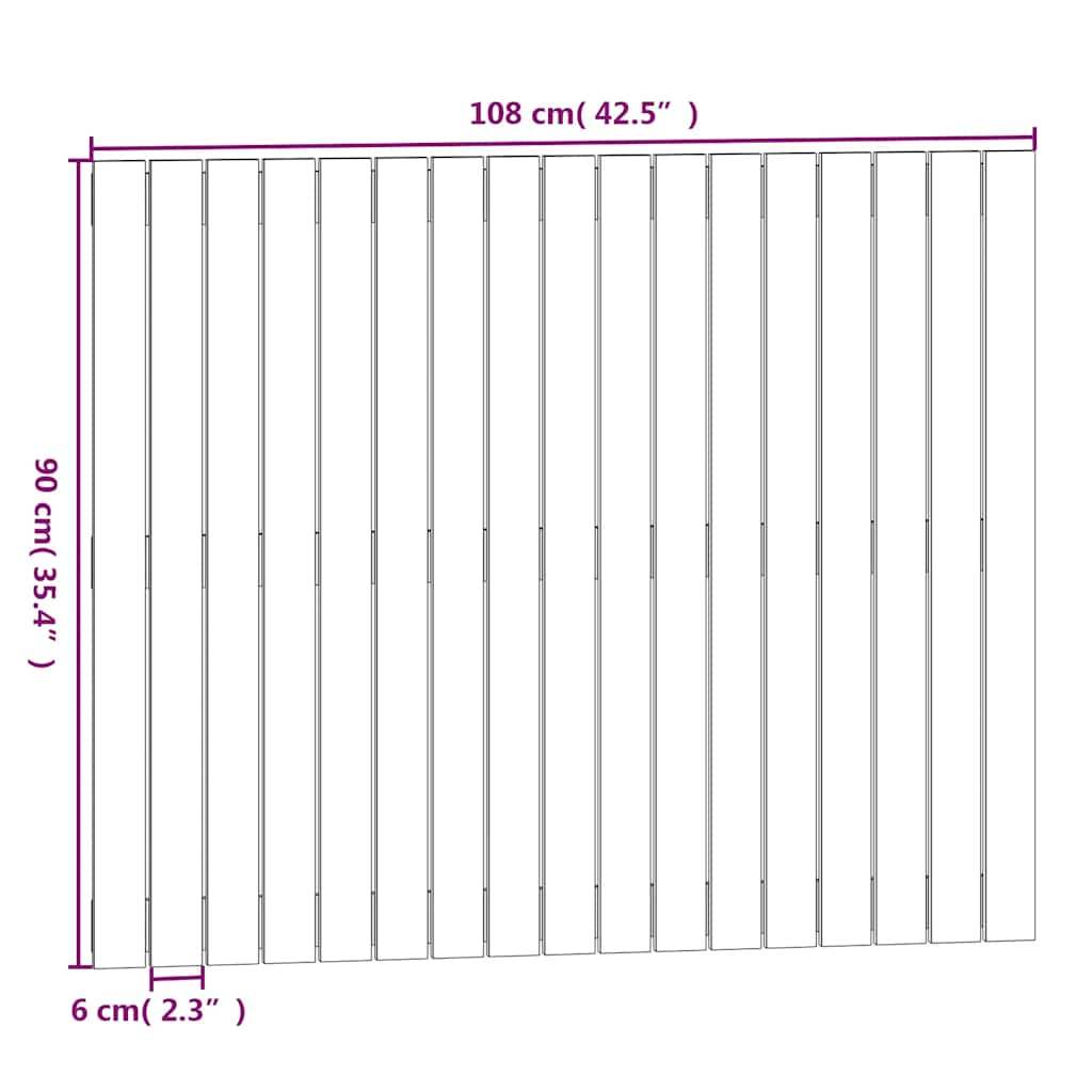 Wand-Kopfteil Grau 108x3x90 cm Massivholz Kiefer