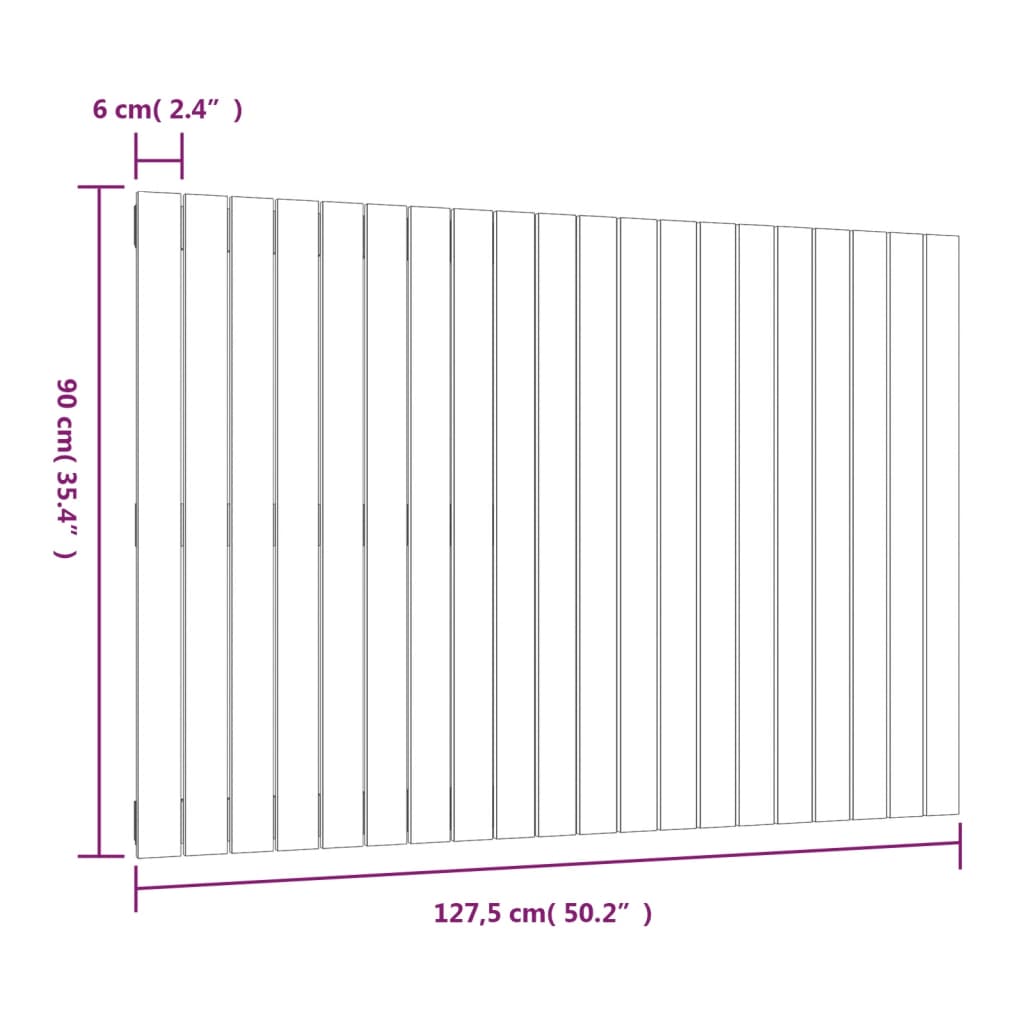 Wand-Kopfteil Grau 127,5x3x90 cm Massivholz Kiefer