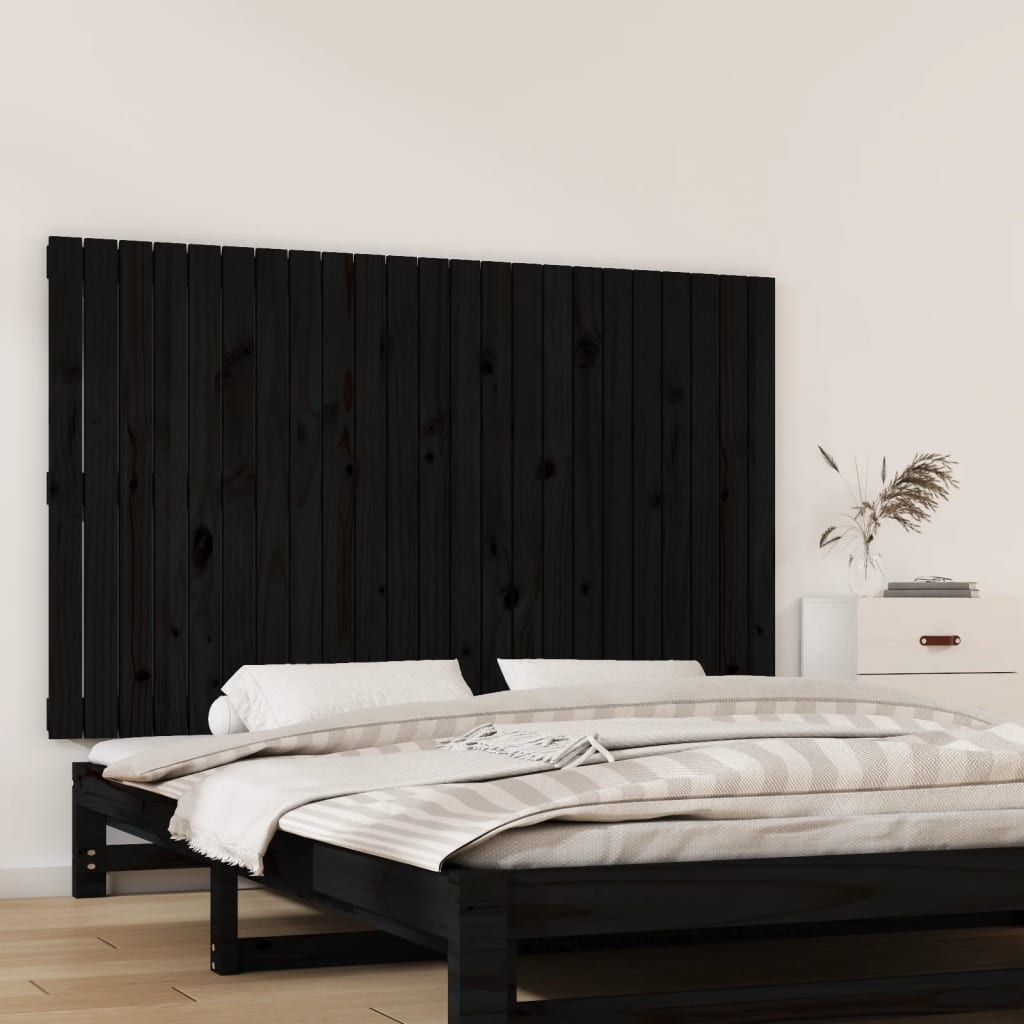 Wand-Kopfteil Schwarz 147x3x90 cm Massivholz Kiefer