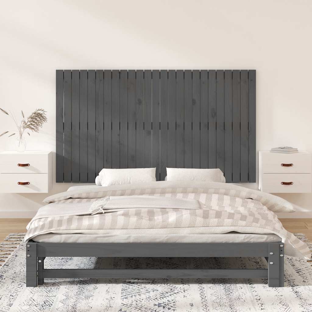 Wand-Kopfteil Grau 159,5x3x90 cm Massivholz Kiefer