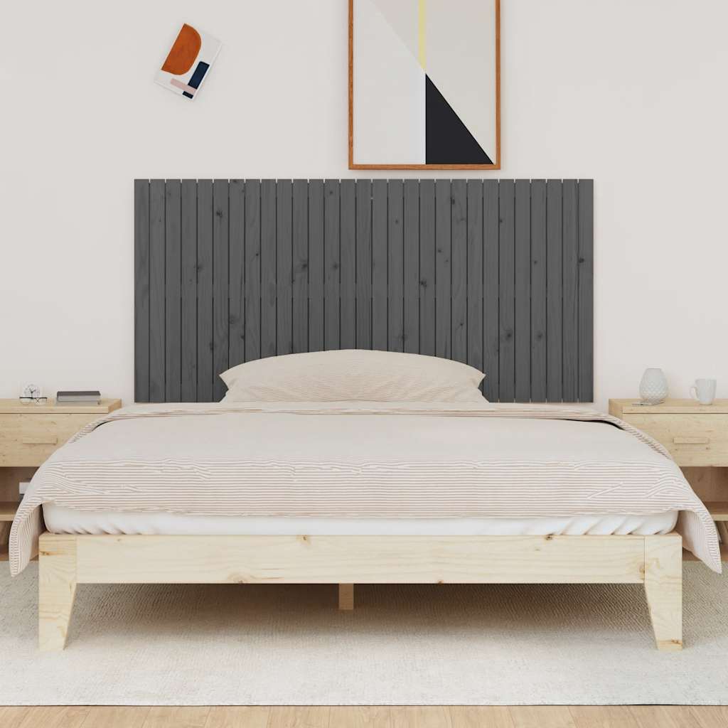 Wand-Kopfteil Grau 185x3x90 cm Massivholz Kiefer