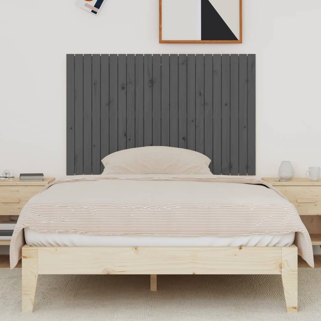 Wand-Kopfteil Grau 140x3x90 cm Massivholz Kiefer