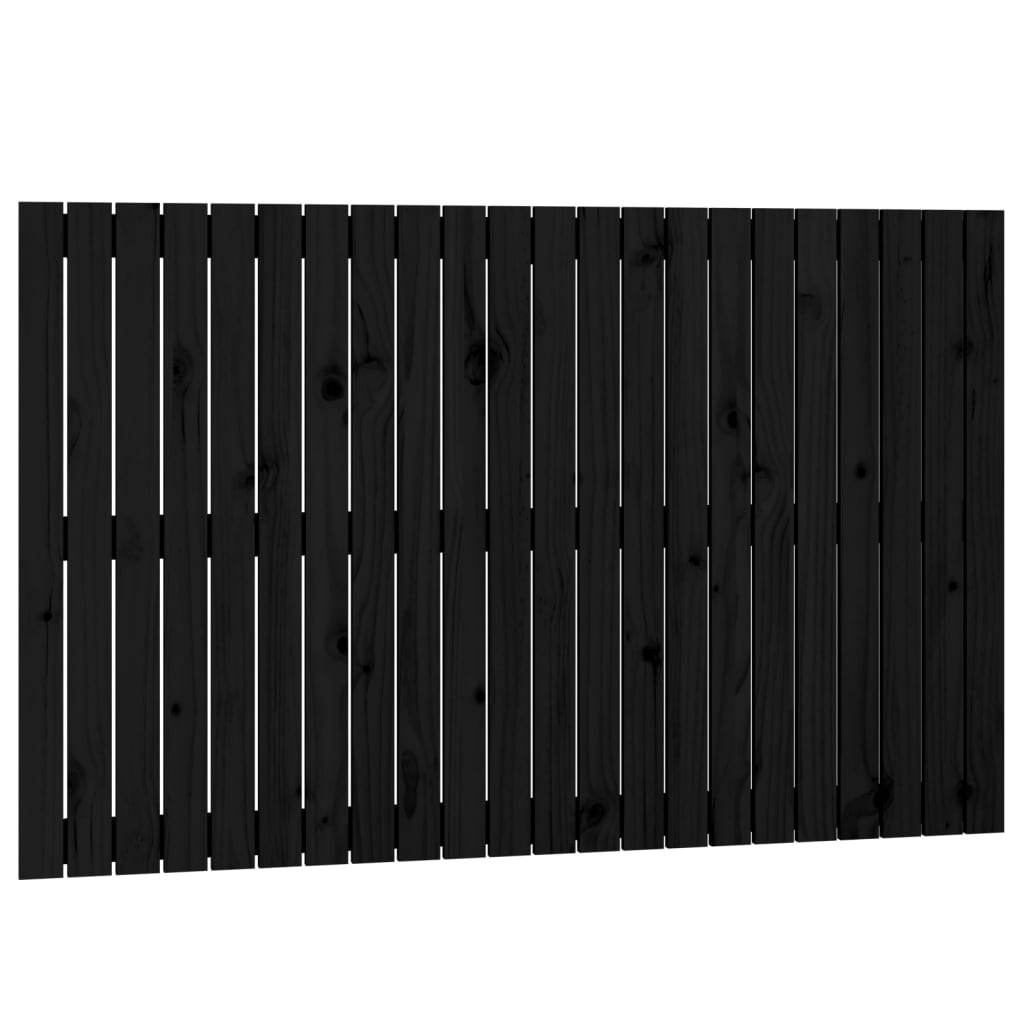 Wand-Kopfteil Schwarz 140x3x90 cm Massivholz Kiefer