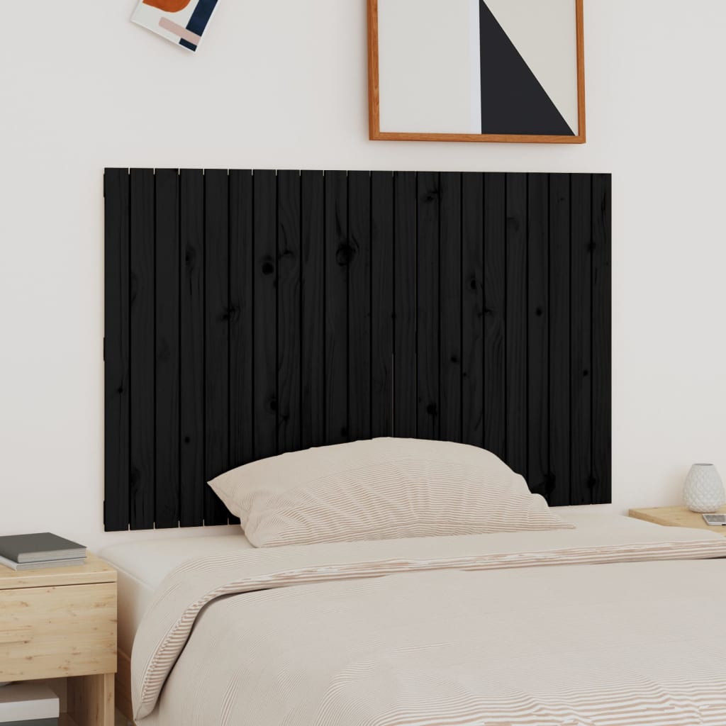 Wand-Kopfteil Schwarz 140x3x90 cm Massivholz Kiefer