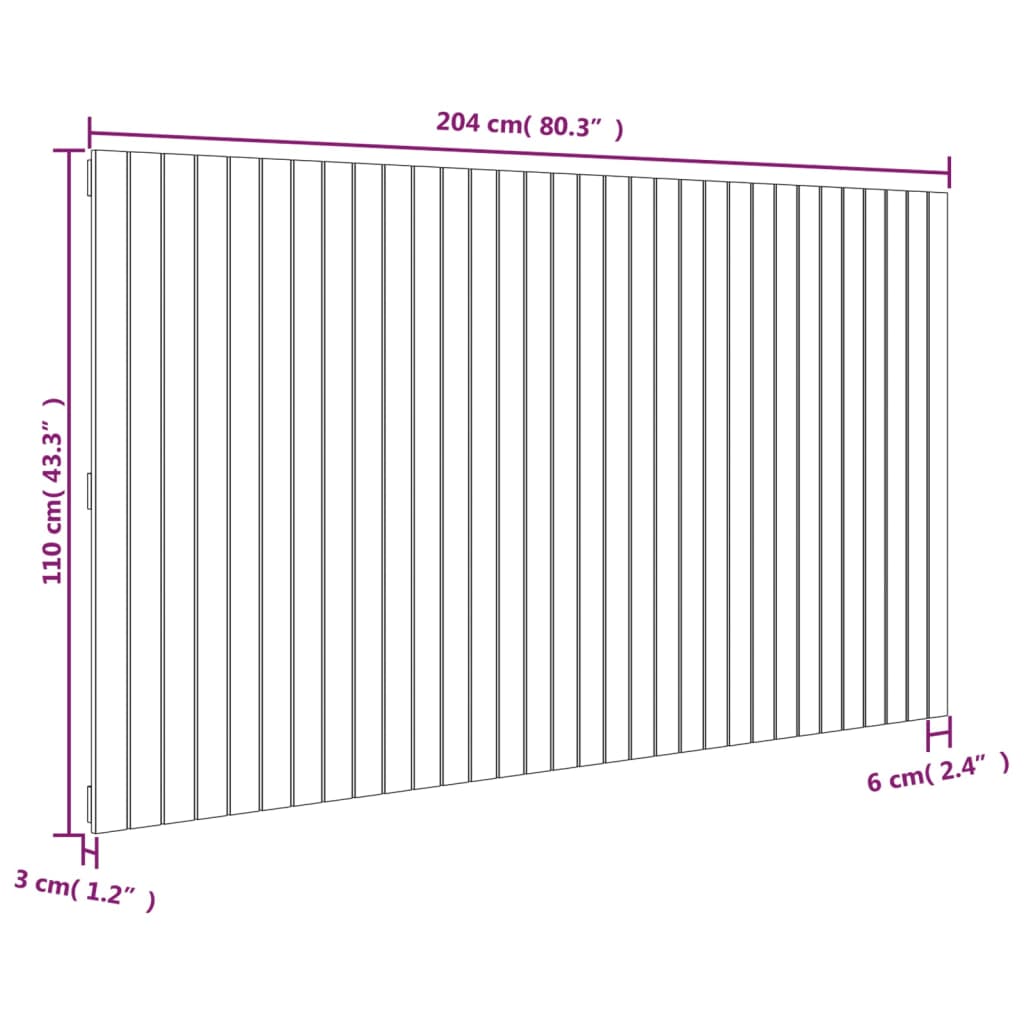 Wand-Kopfteil 204x3x110 cm Massivholz Kiefer