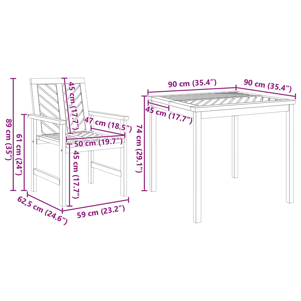 Garten Essgruppe 5 pcs Braun Massivholz Akazie