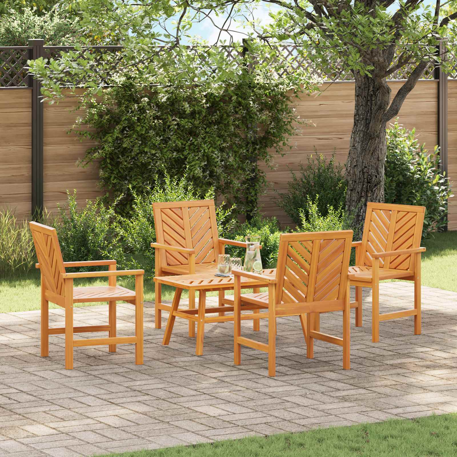 Garten-Lounge-Set 5 pcs Braun Massivholz Akazie