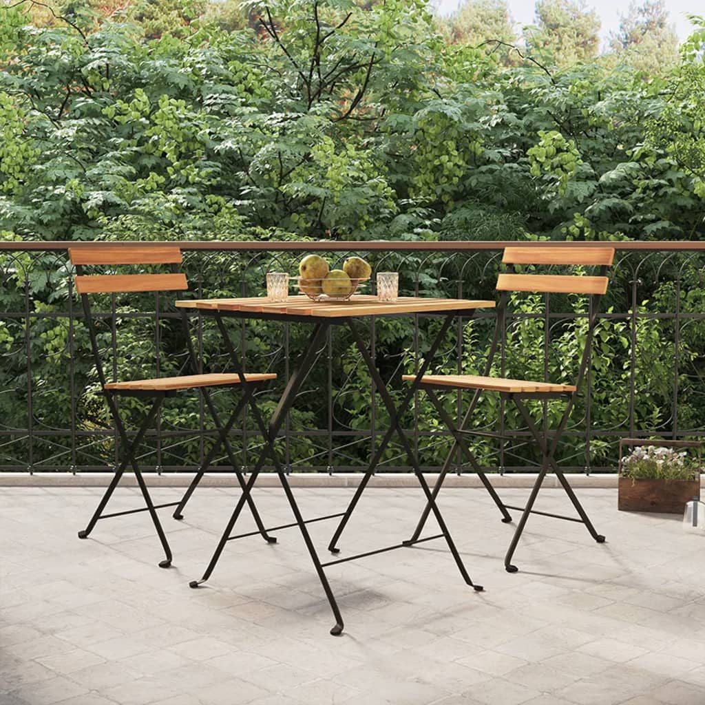 Bistrostühle Klappbar 2 Stk. Massivholz Teak und Stahl