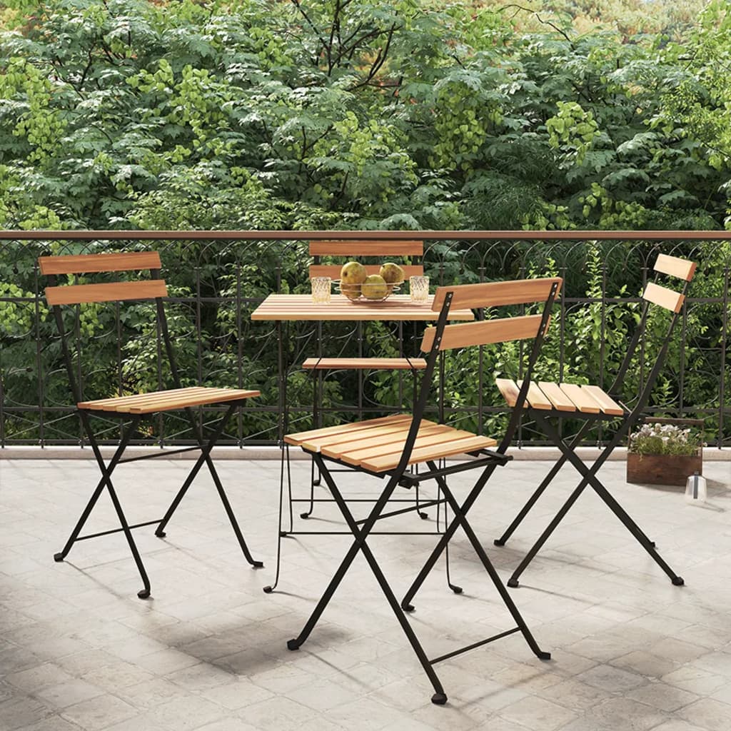 Bistrostühle 4 Stk. Klappbar Massivholz Teak und Stahl