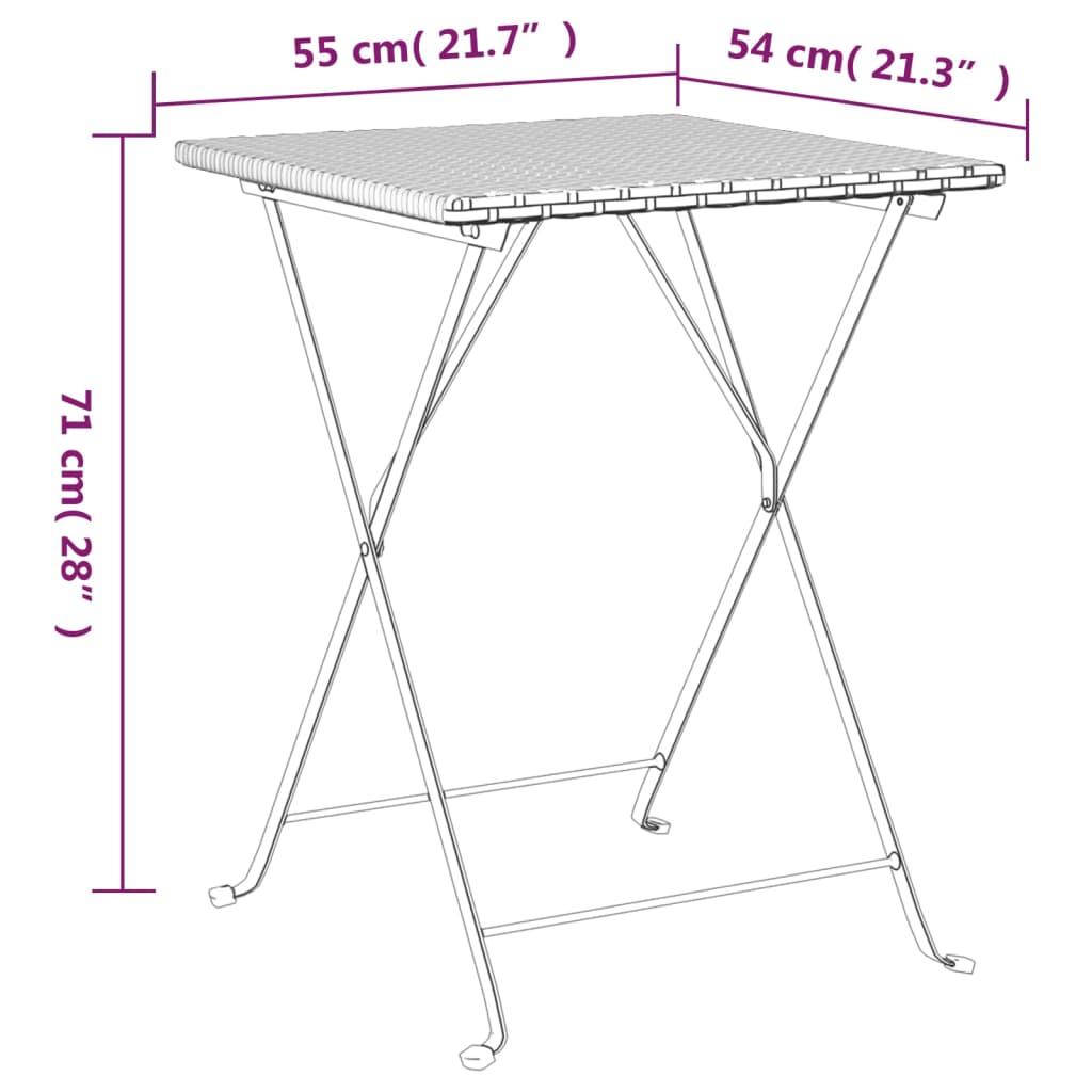Bistrotisch Klappbar Schwarz 55x54x71 cm Poly Rattan