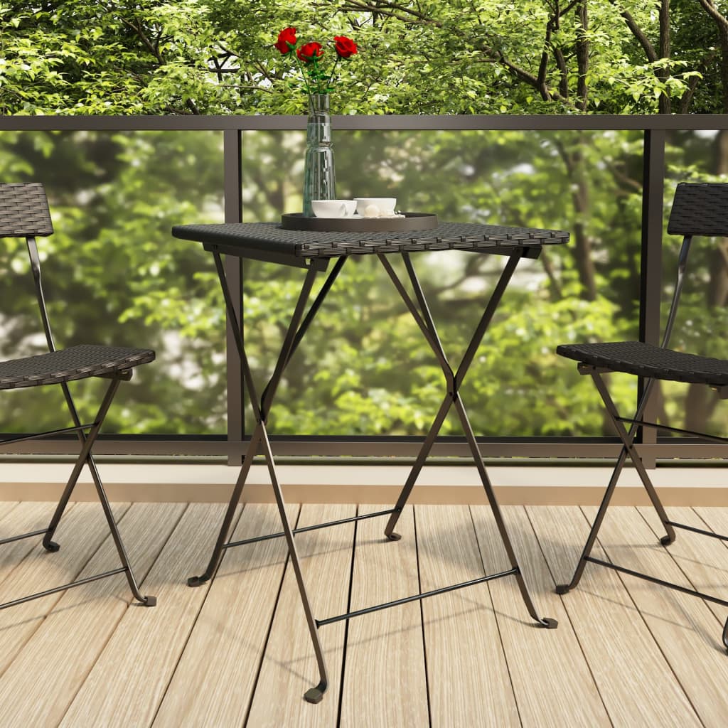 Bistrotisch Klappbar Schwarz 55x54x71 cm Poly Rattan