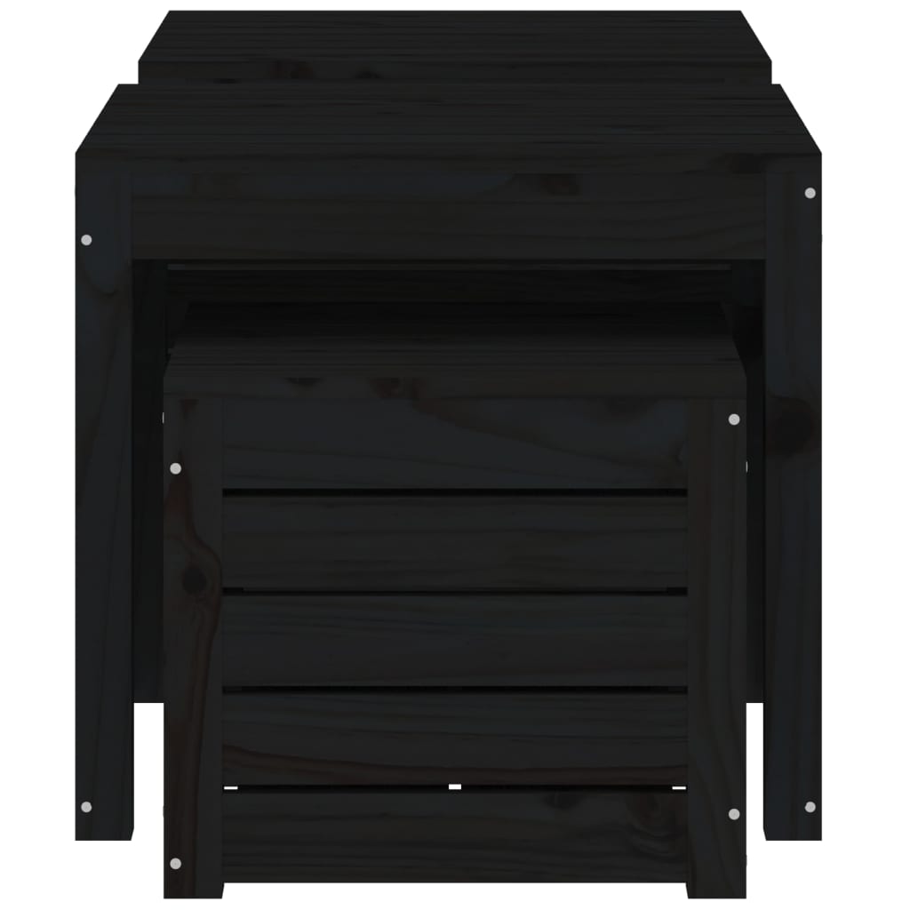 3-tlg. Gartenbox-Set Schwarz Massivholz Kiefer