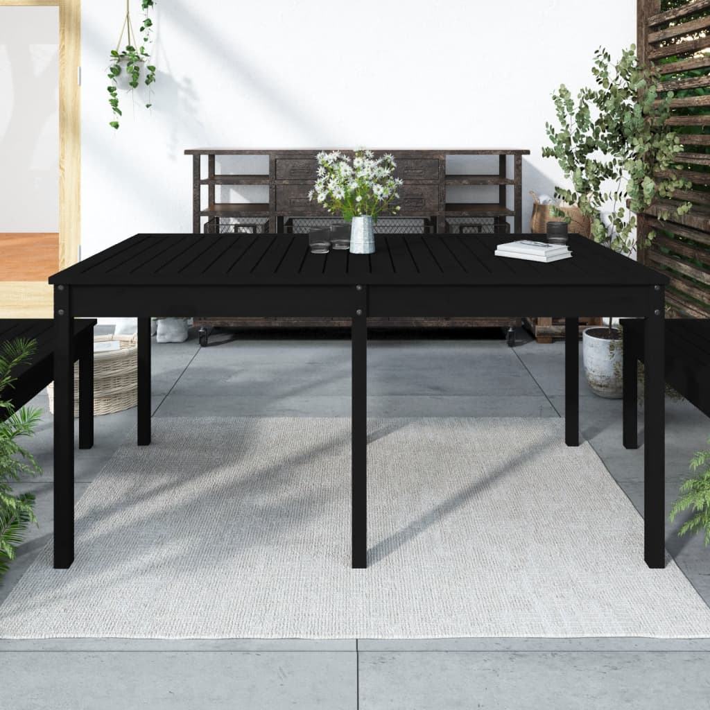 Gartentisch Schwarz 159,5x82,5x76 cm Massivholz Kiefer