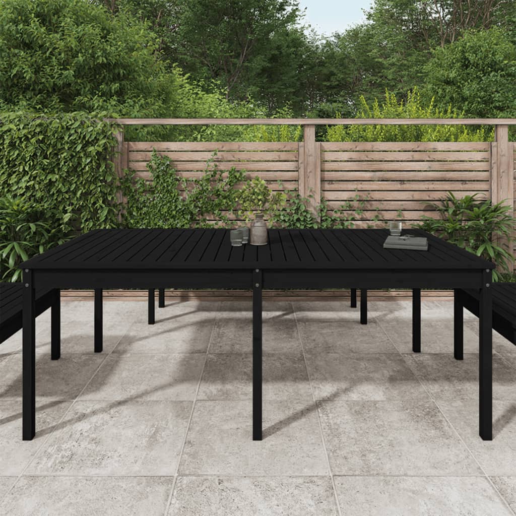 Gartentisch Schwarz 203,5x100x76 cm Massivholz Kiefer