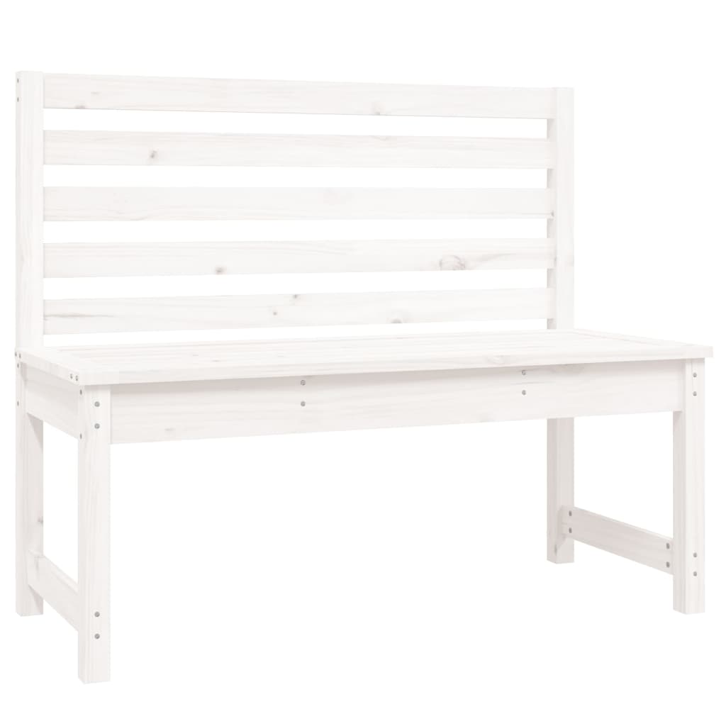Gartenbank Weiß 109 cm Massivholz Kiefer