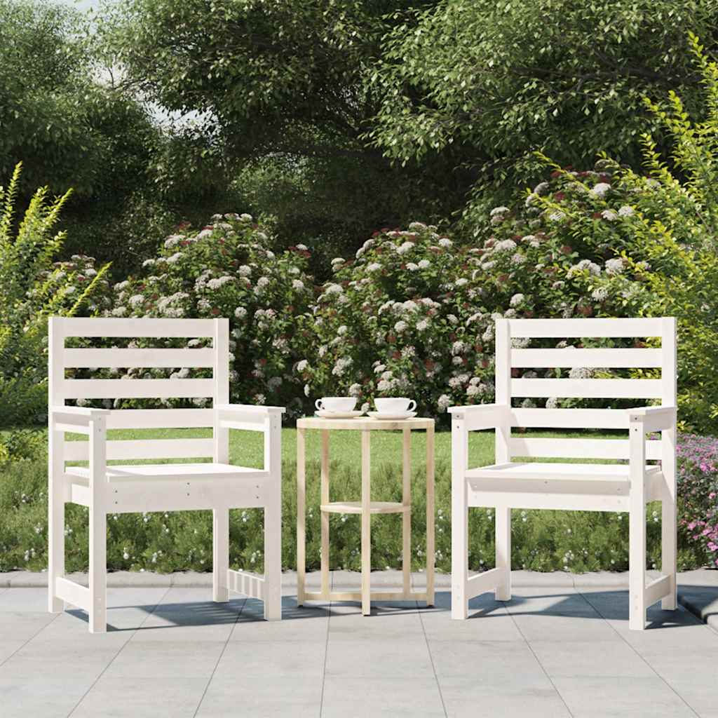 Gartenstühle 2 Stk. Weiß 60x48x91 cm Massivholz Kiefer