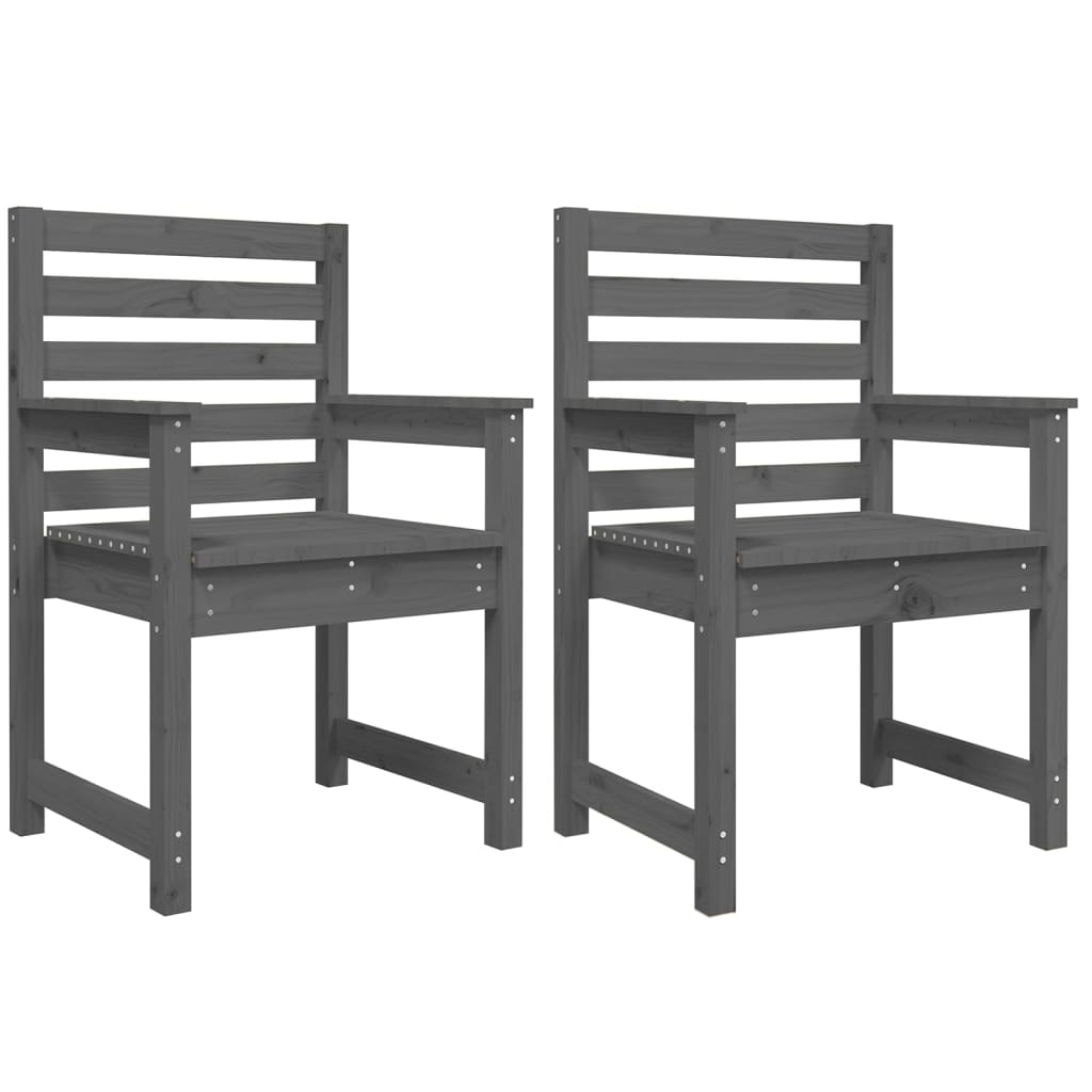 Gartenstühle 2 Stk. Grau 60x48x91 cm Massivholz Kiefer
