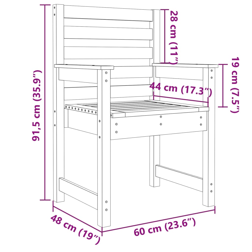 Gartenstühle 2 Stk. Grau 60x48x91 cm Massivholz Kiefer