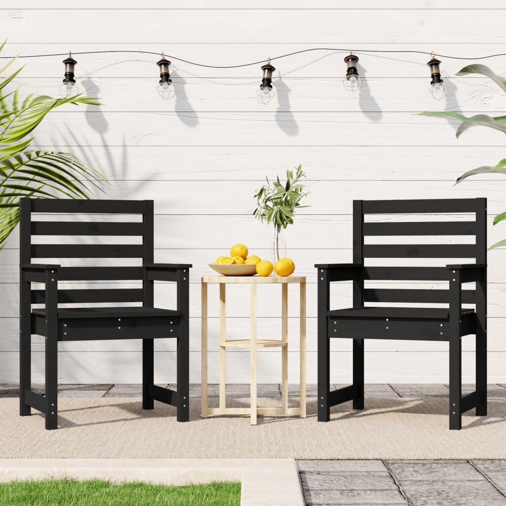 Gartenstühle 2 Stk. Schwarz 60x48x91 cm Massivholz Kiefer