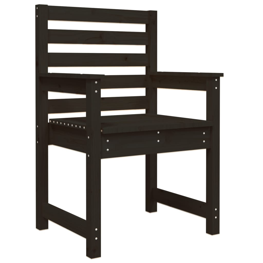 Gartenstühle 2 Stk. Schwarz 60x48x91 cm Massivholz Kiefer