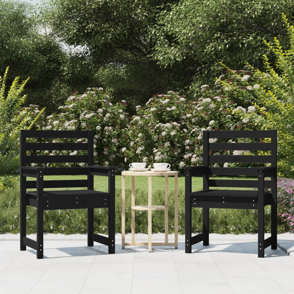 Gartenstühle 2 Stk. Schwarz 60x48x91 cm Massivholz Kiefer