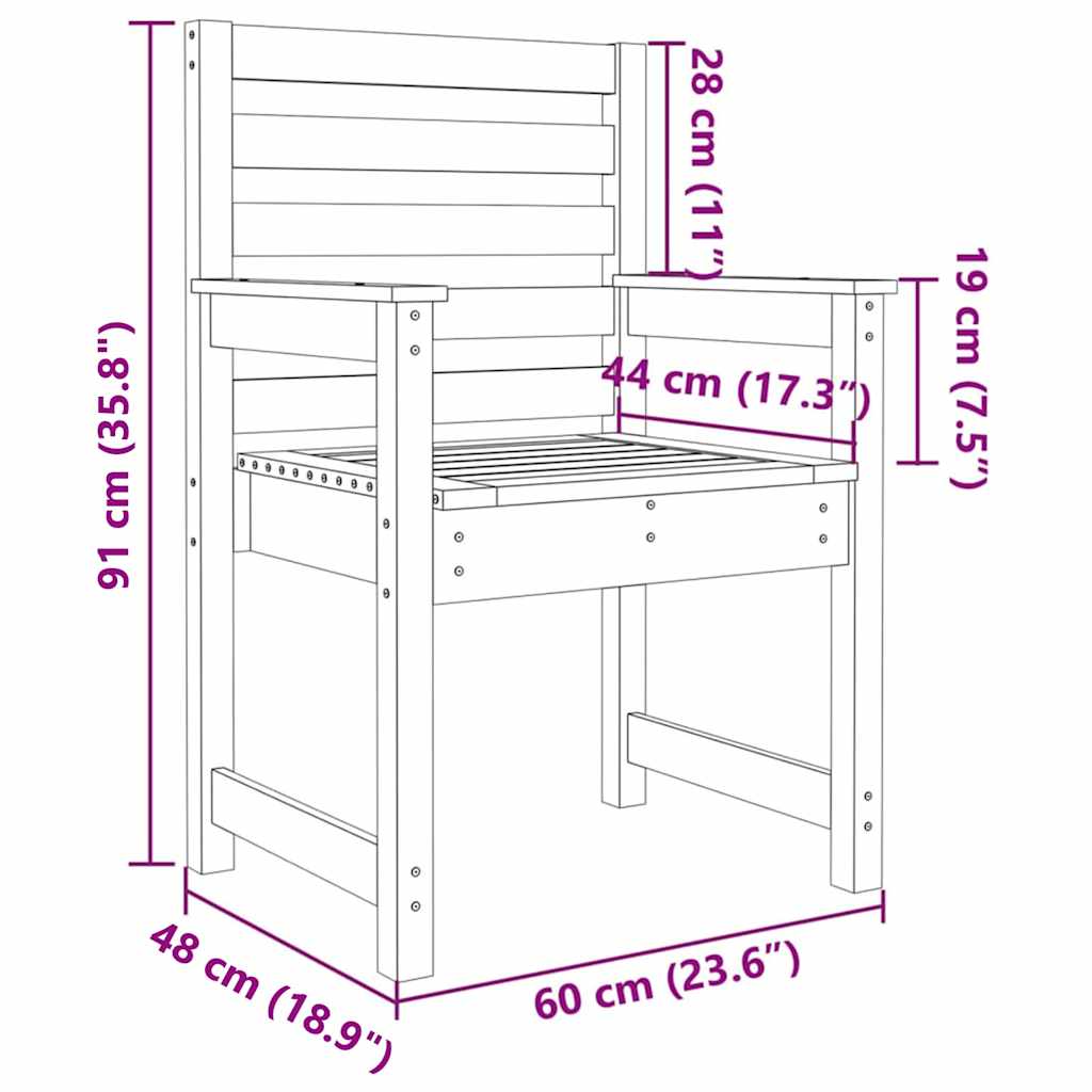 Gartenstühle 2 Stk. 60x48x91 cm Massivholz Douglasie