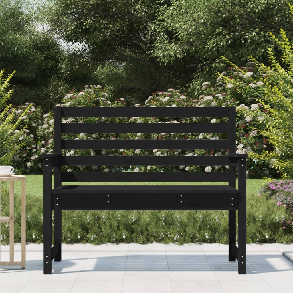 Gartenbank Schwarz 109x48x91,5 cm Massivholz Kiefer