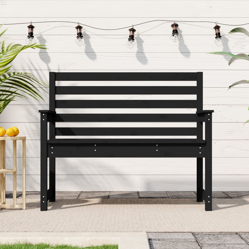 Gartenbank Schwarz 109x48x91,5 cm Massivholz Kiefer