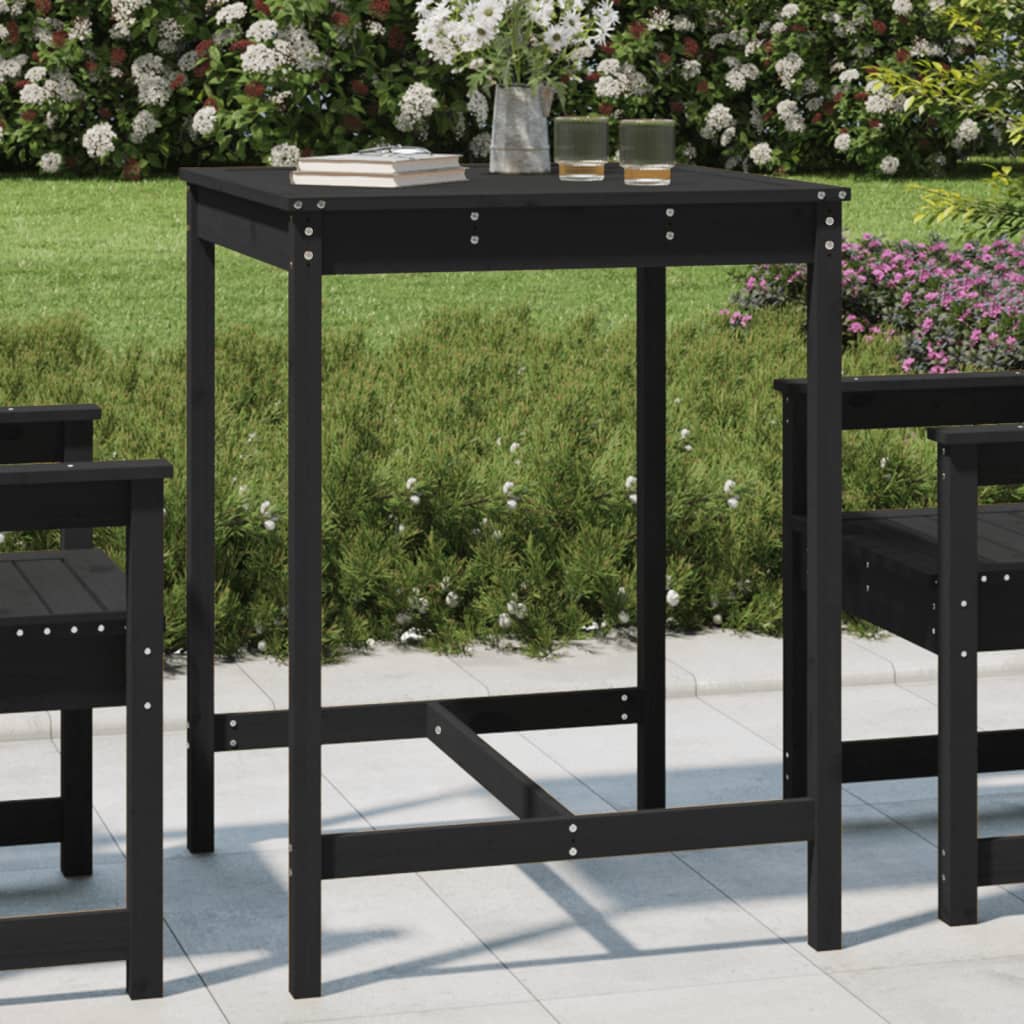 Gartentisch Schwarz 82,5x82,5x110 cm Massivholz Kiefer