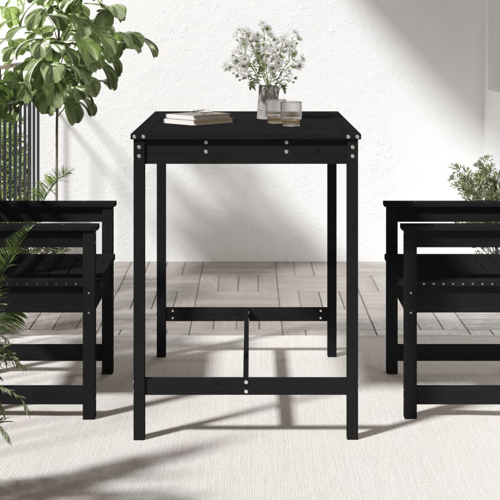 Gartentisch Schwarz 121x82,5x110 cm Massivholz Kiefer