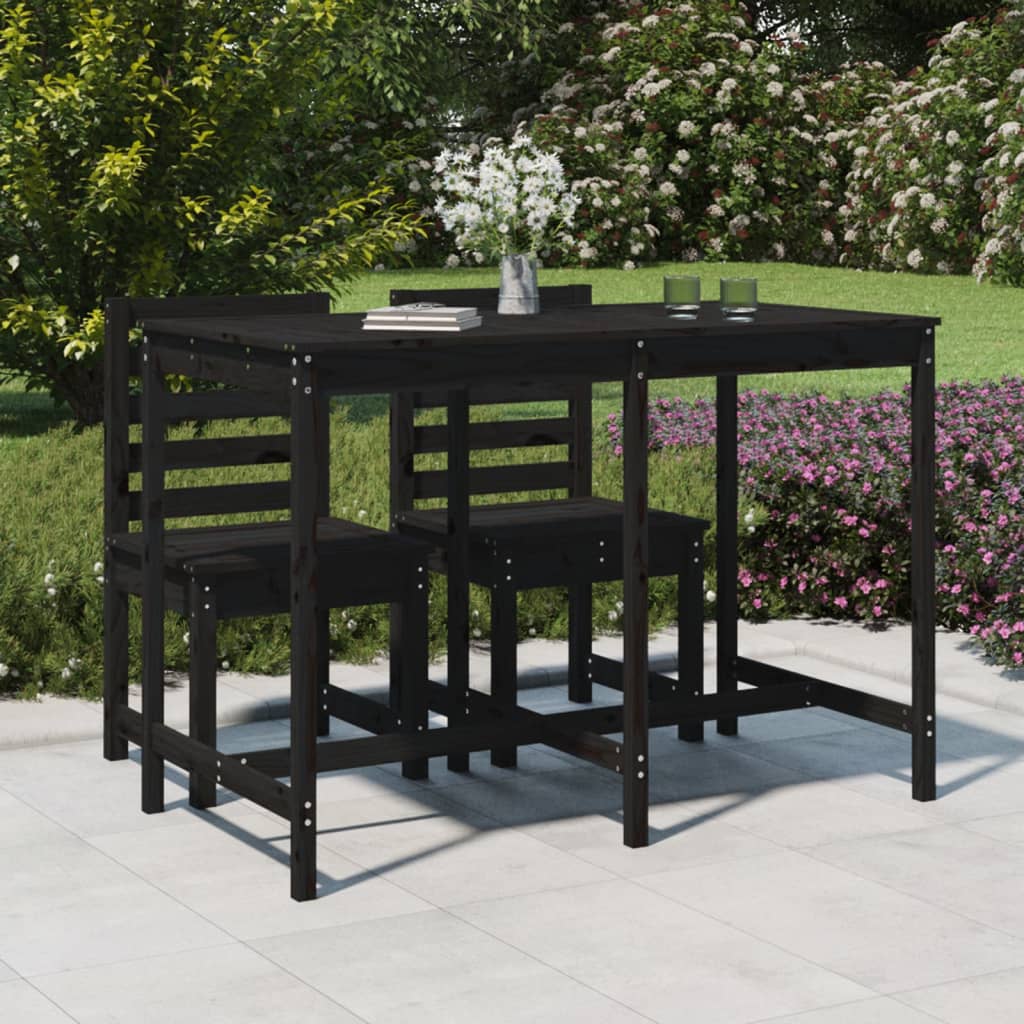 Gartentisch Schwarz 159,5x82,5x110 cm Massivholz Kiefer