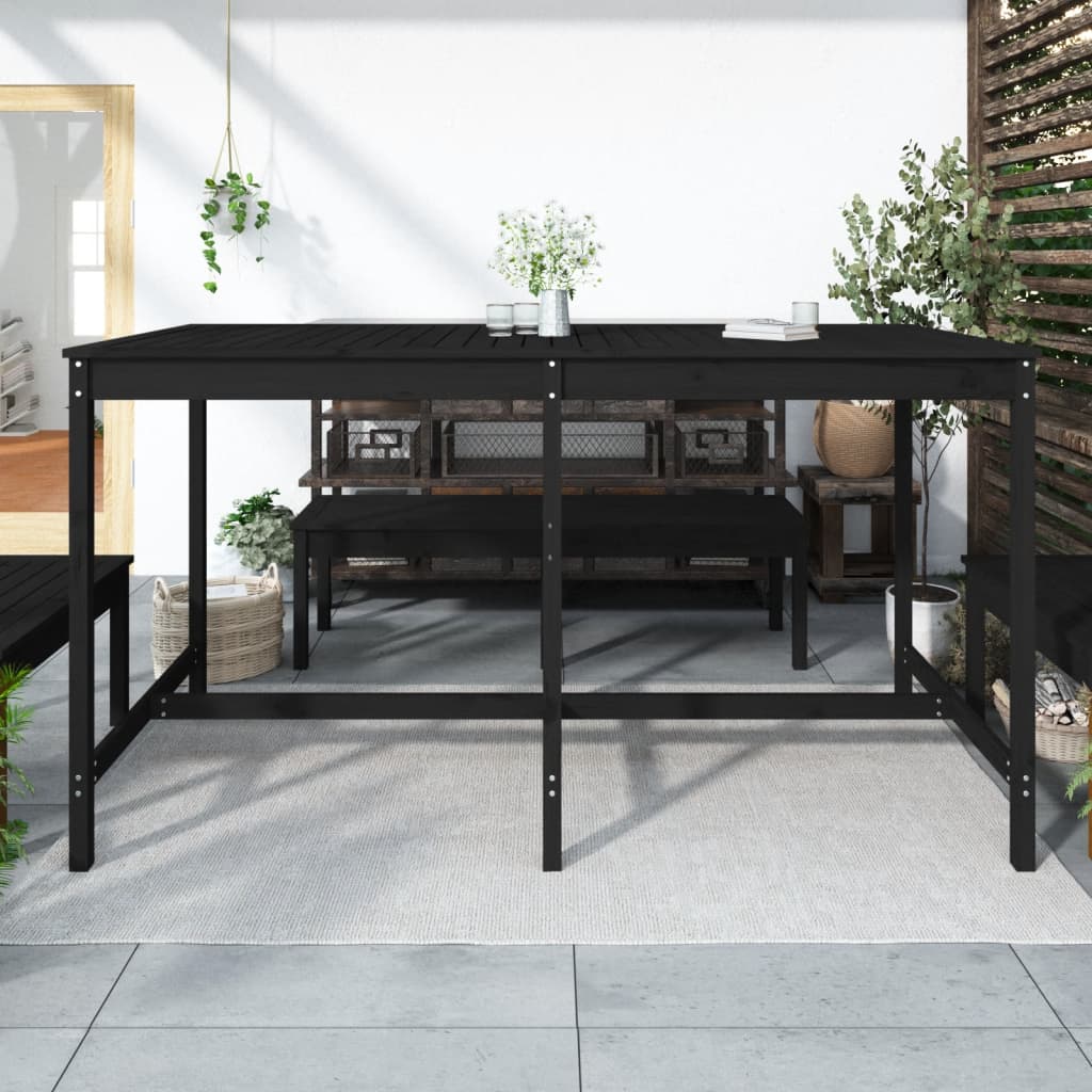 Gartentisch Schwarz 203,5x90x110 cm Massivholz Kiefer